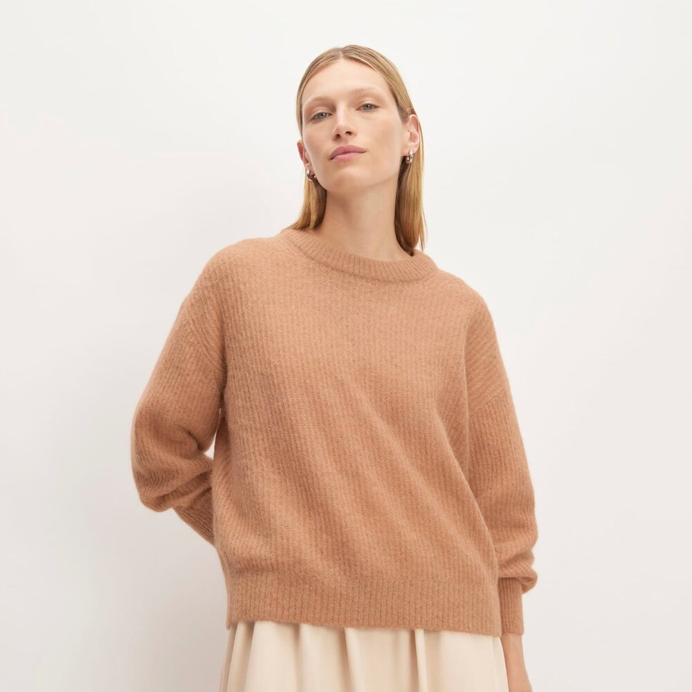 Everlane The Cocoon Crew in Alpaca Tan Base - Size XS